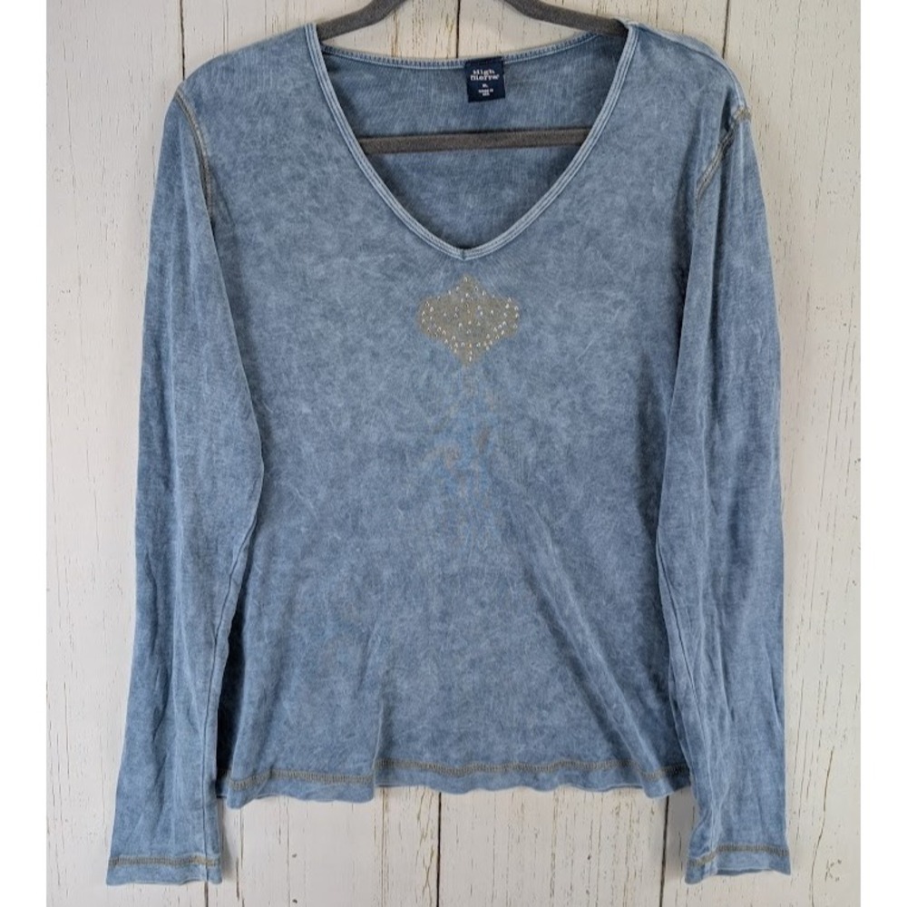 High Sierra Size XL Faded Blue V Neck‎ Casual Womens Long Sleeve Top